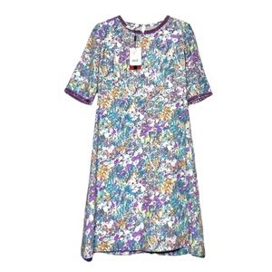 Nadia Lin Watercolor Floral & Velvet Dress